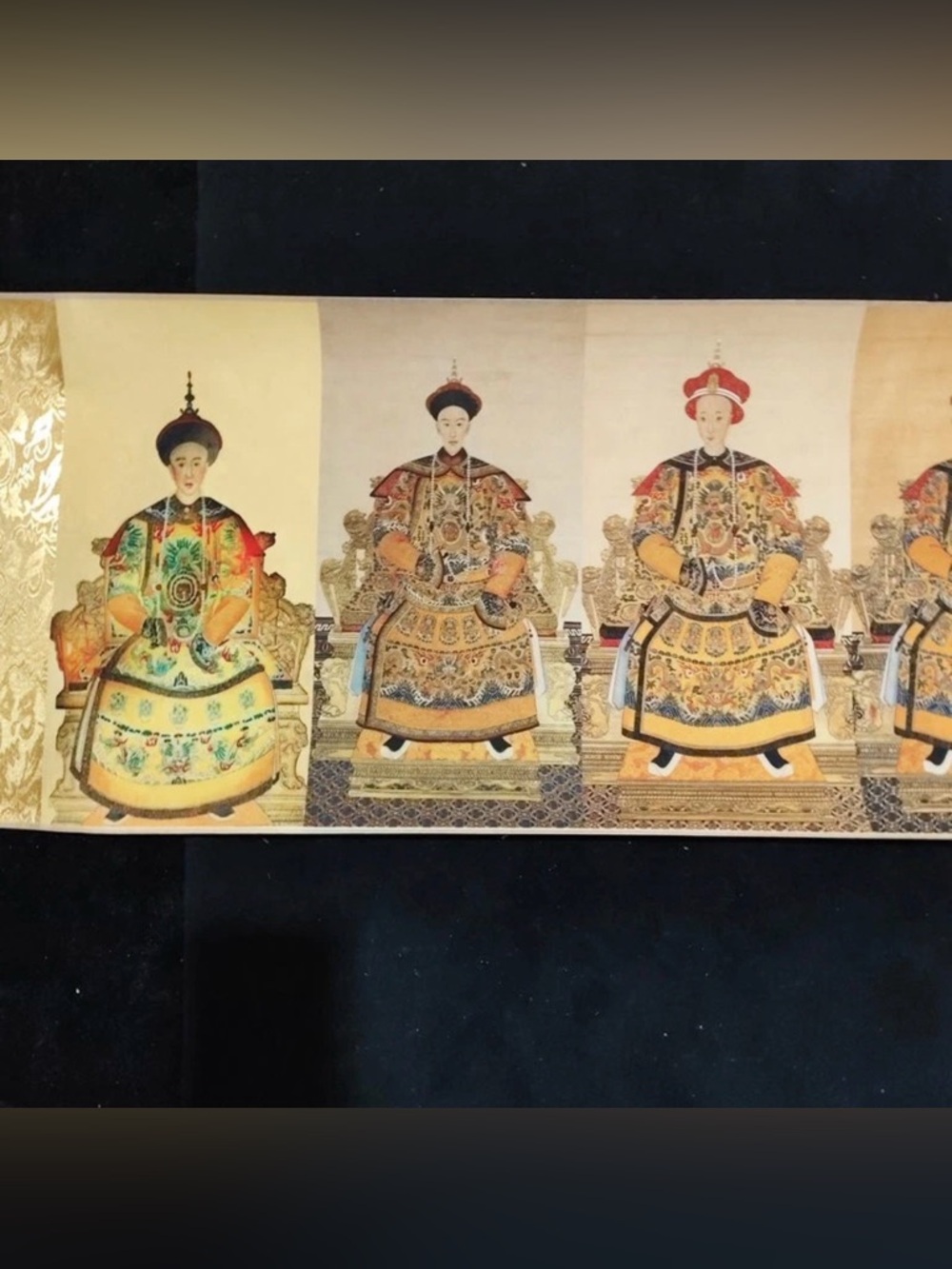 Vintage Chinese Imperial Portrait Panel - Yellow and Gold Emperor Prints